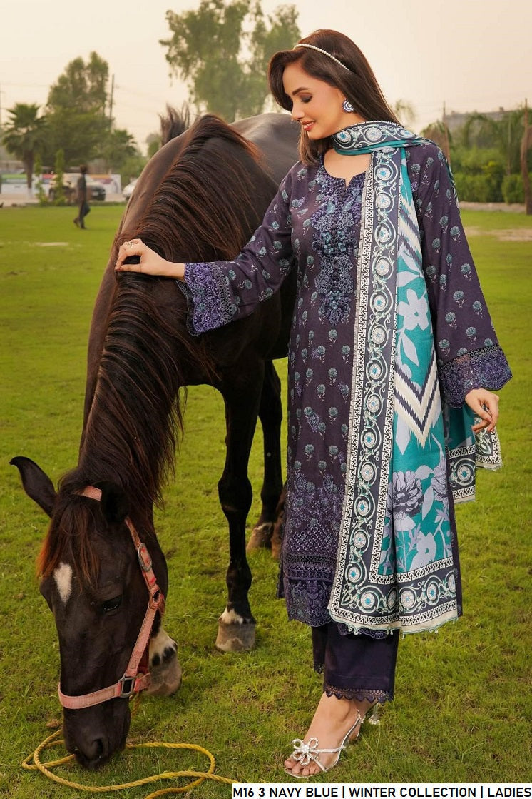 Navy blue lawn Pakistani women's A-Line casual shirt side view