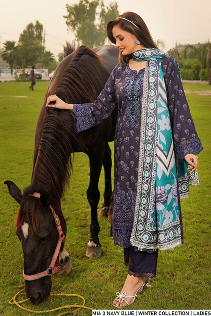 Navy blue lawn Pakistani women's A-Line casual shirt side view