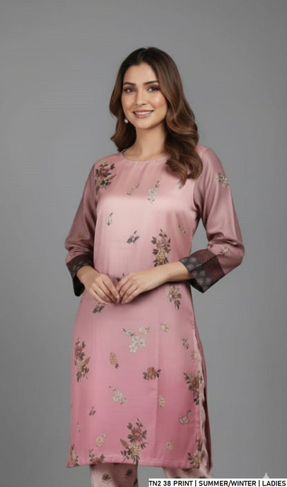 Pakistani women's lawn 2-piece printed casual suit back view