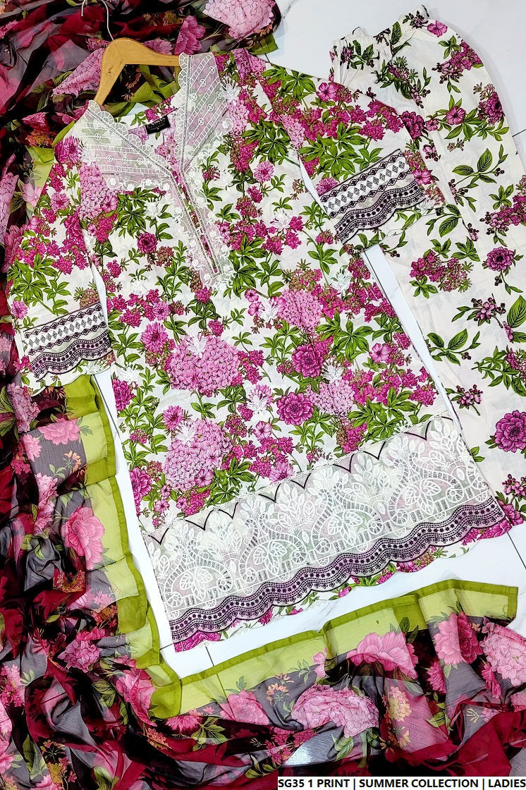 Pakistani women's lawn A-Line printed casual shirt side view