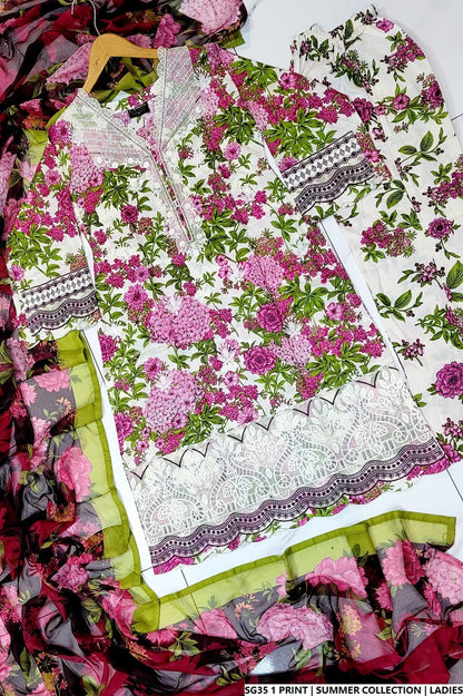 Pakistani women's lawn A-Line printed casual shirt side view