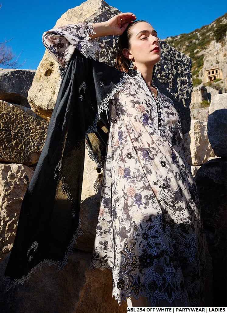 Pakistani women's chiffon A-Line printed shirt detail view