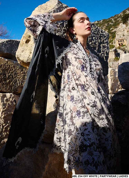 Pakistani women's chiffon A-Line printed shirt detail view