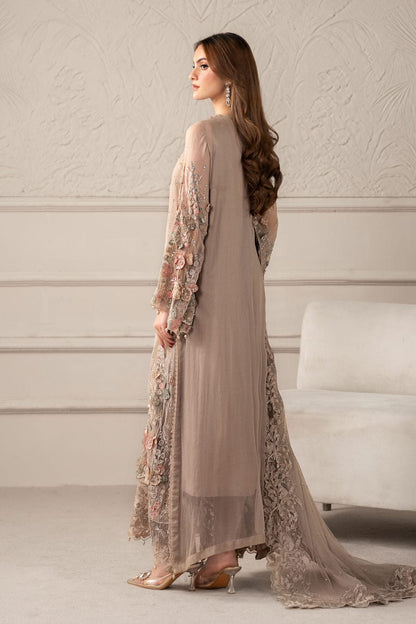 Pakistani women's skin organza A-Line shirt detail view