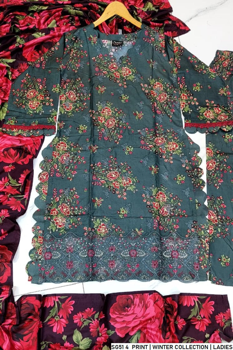 Pakistani women's lawn A-Line printed casual shirt detail view