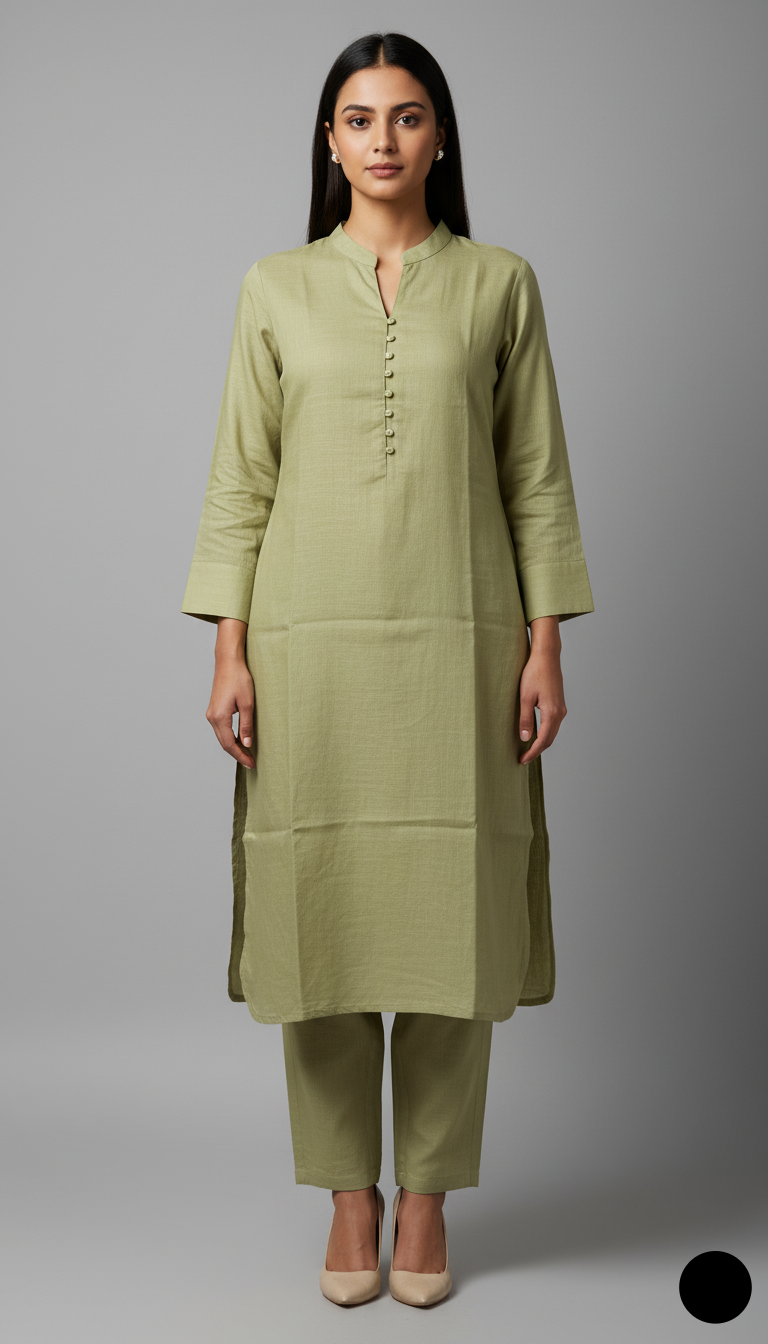 Khaddar 2-piece fawn - Pakistani women's casual winter outfit with khaddar trouser and shawl front view
