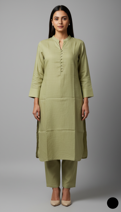 Khaddar 2-piece fawn - Pakistani women's casual winter outfit with khaddar trouser and shawl front view