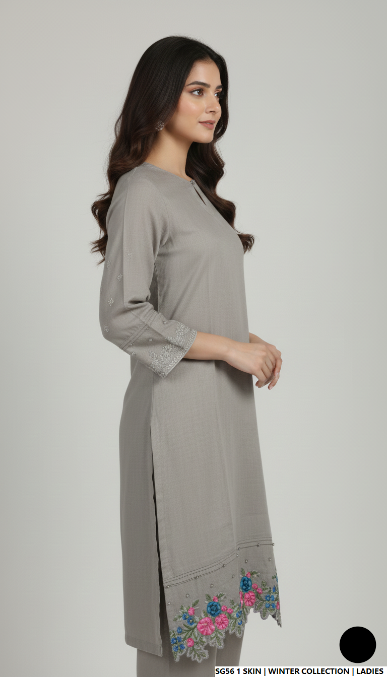 Pakistani women's skin lawn 2-piece casual summer suit back view