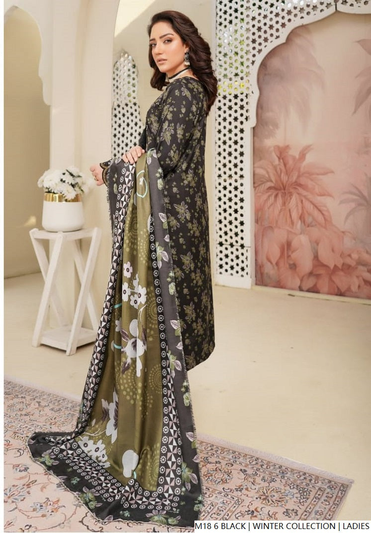 Pakistani women's black lawn A-Line casual outfit back view
