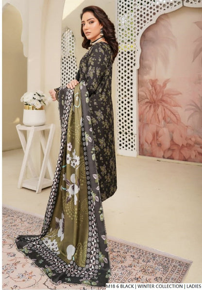 Pakistani women's black lawn A-Line casual outfit back view