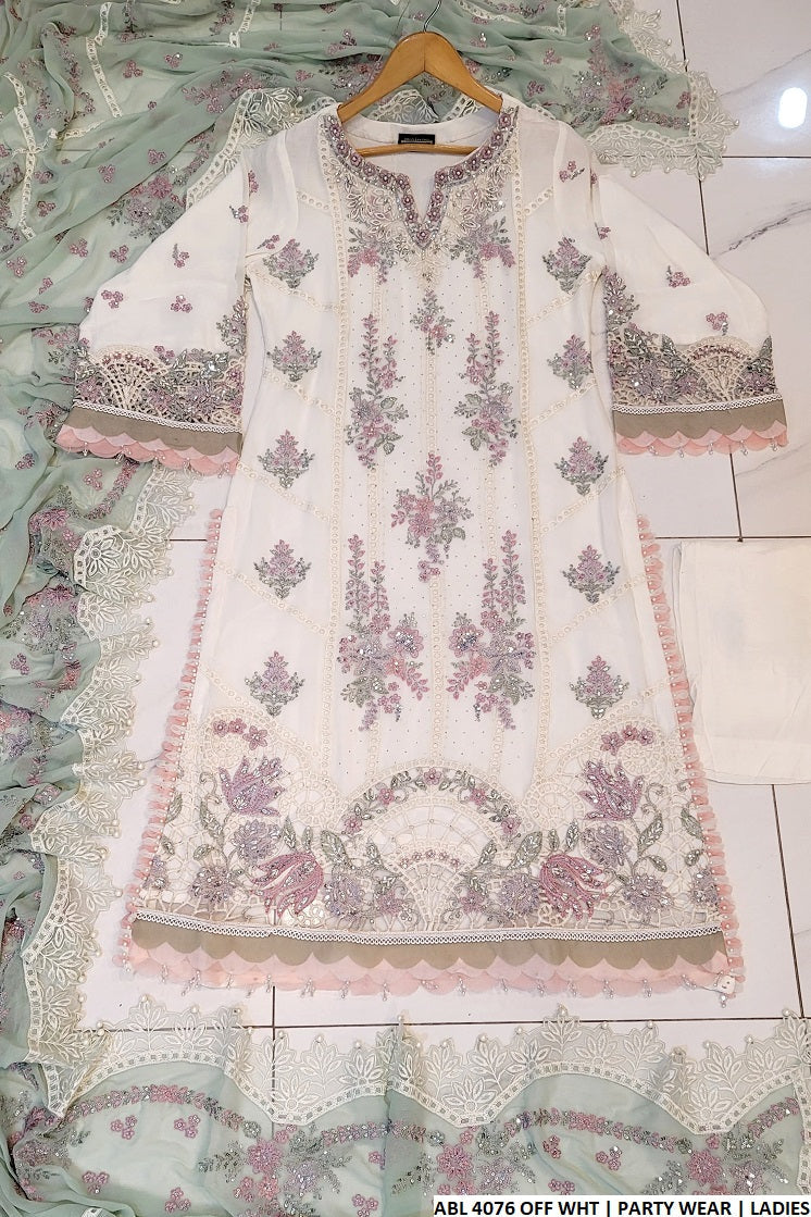ABL 4076 - Elegant A-line Chiffon 3-Piece Women's Pakistani Suit