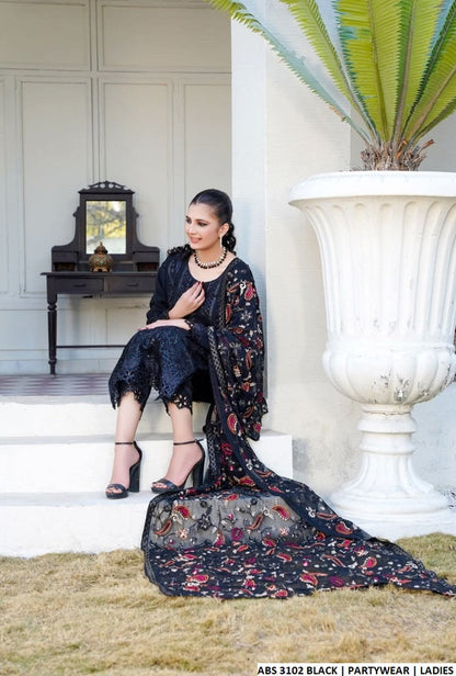 ABS 3102 Pakistani women's chiffon straight shirt back view