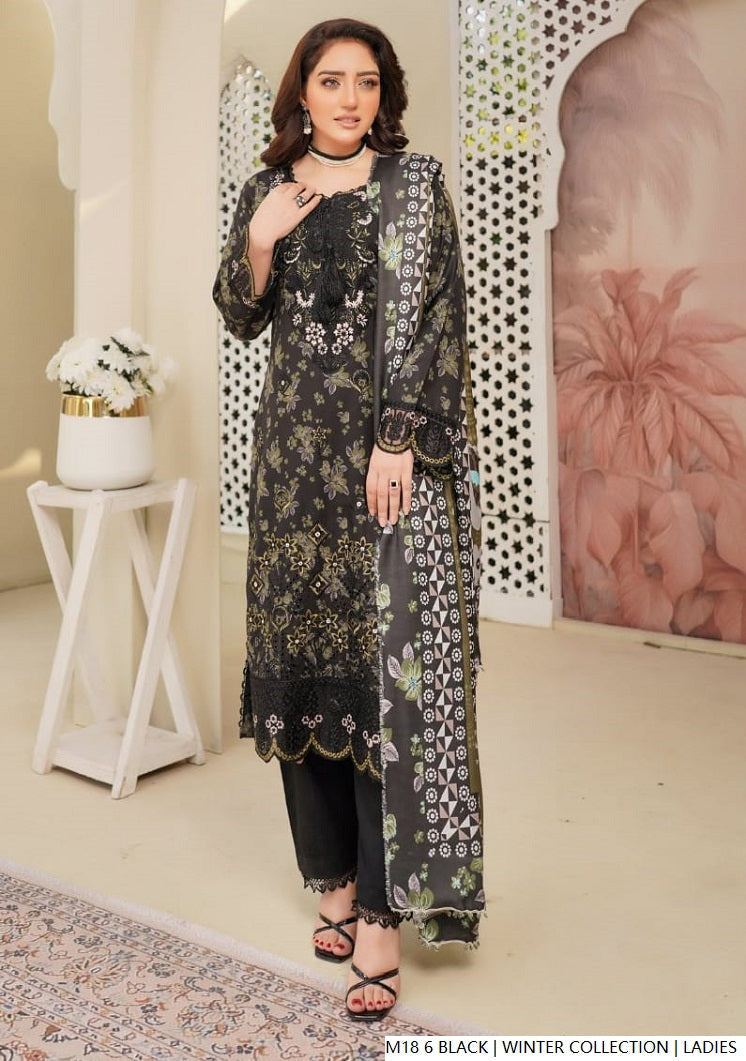 Lawn A-Line shirt black - Pakistani women's casual summer outfit with cotton trouser and lawn dupatta front view