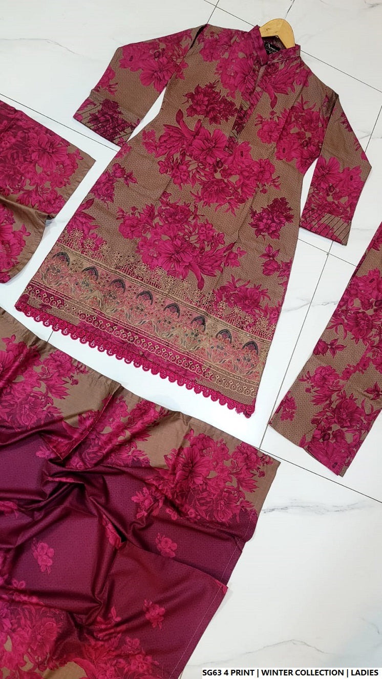 Pakistani women's lawn A-Line printed casual outfit back view
