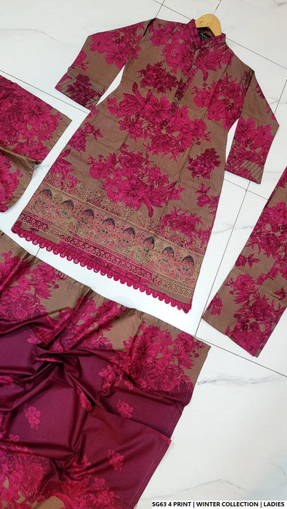 Pakistani women's lawn A-Line printed casual outfit back view