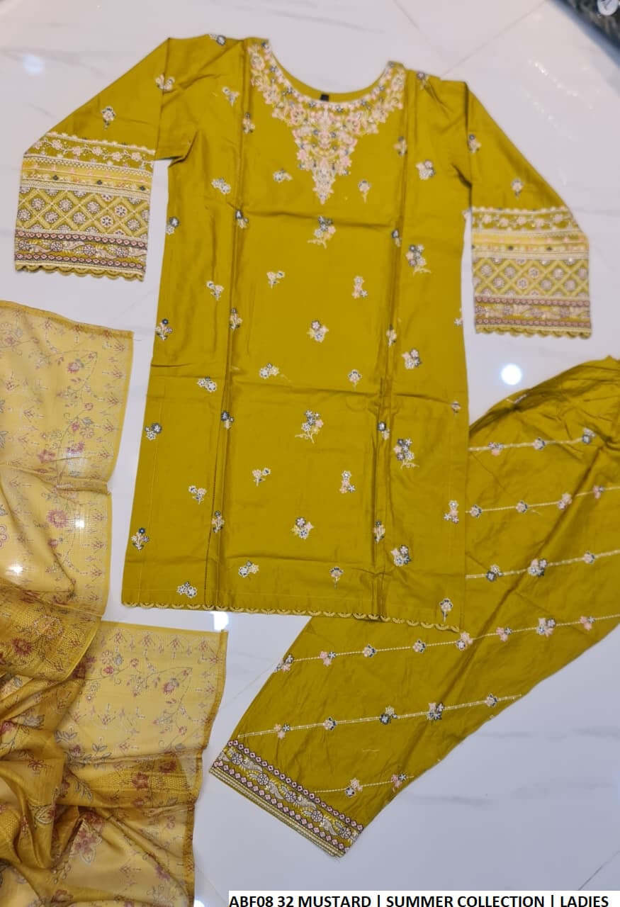 Pakistani women's mustard yellow cotton straight shirt farshi shalwar back view