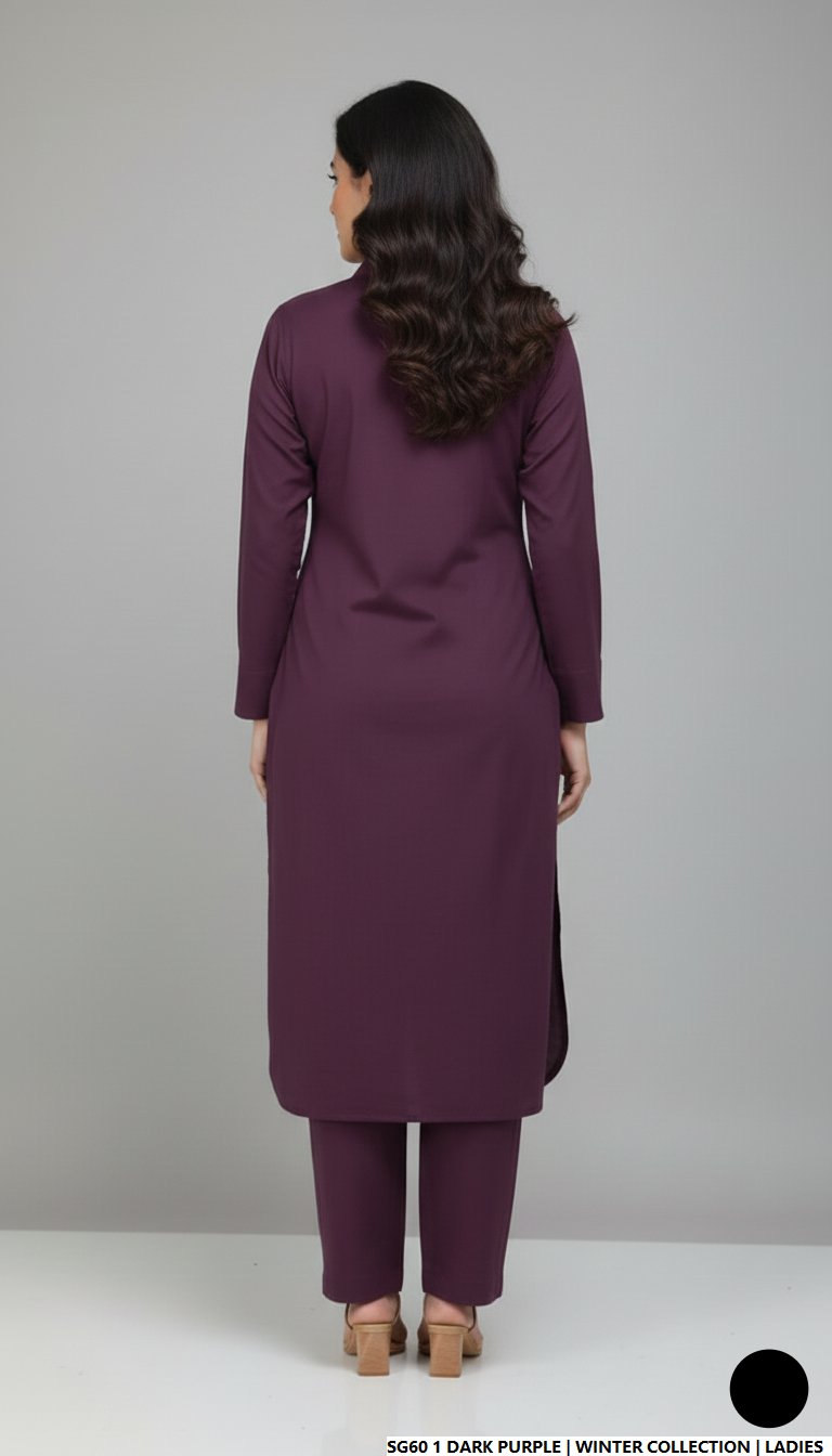 Pakistani women's dark purple lawn 2-piece casual summer suit back view