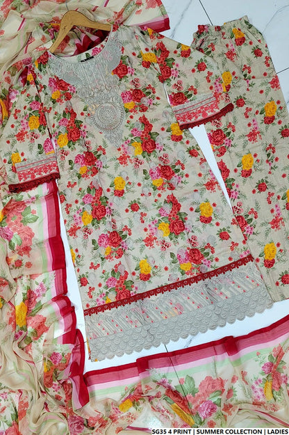 Pakistani women's lawn A-Line printed casual shirt side view