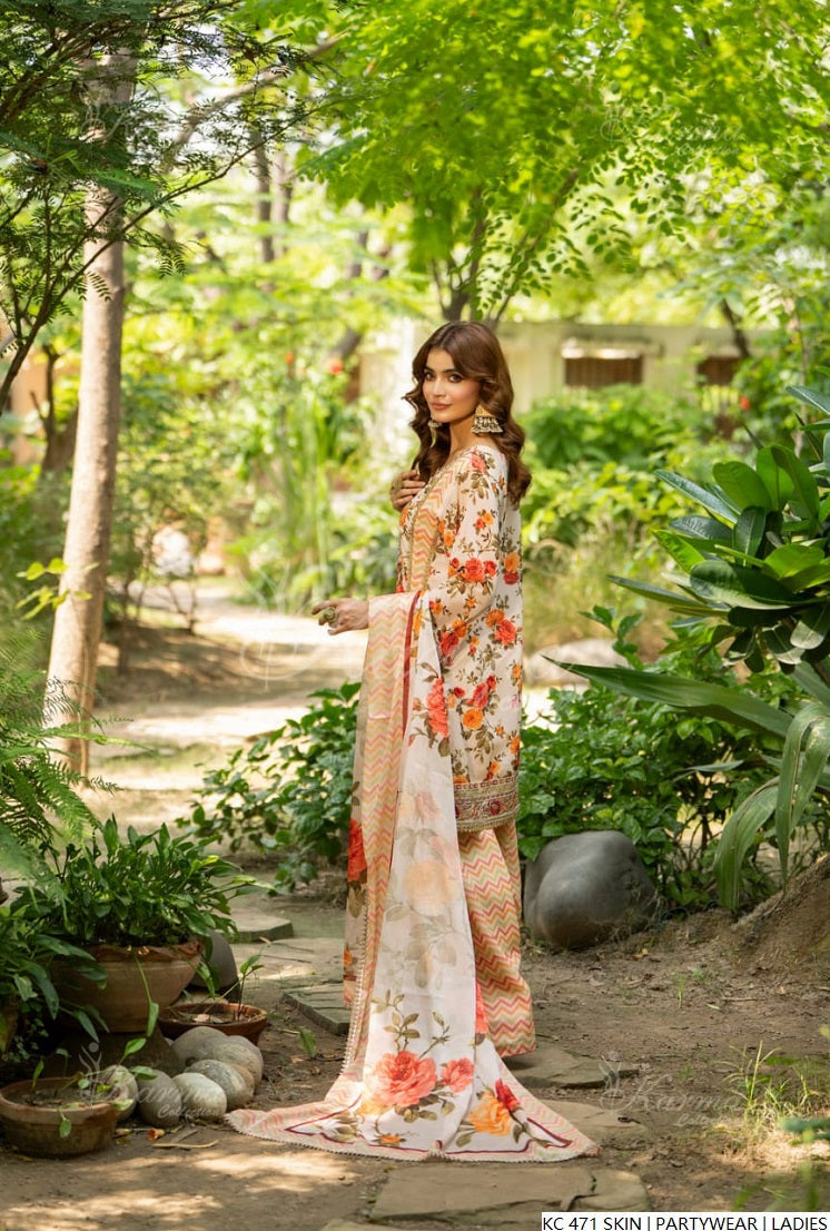 Pakistani women's skin silk long kaftan back view