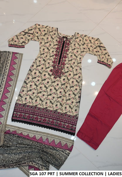 Pakistani women's lawn straight printed casual outfit back view