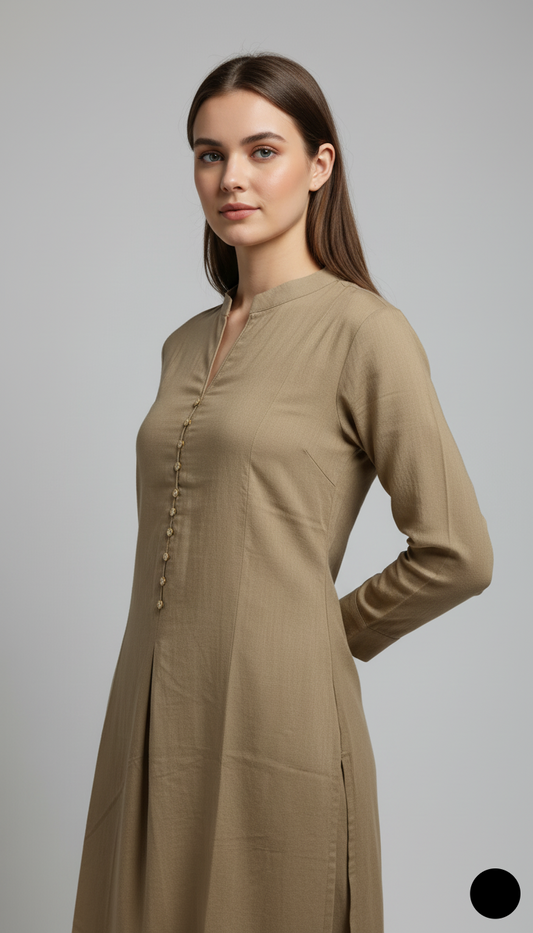 Skin khaddar Pakistani women's 2-piece casual winter suit back view