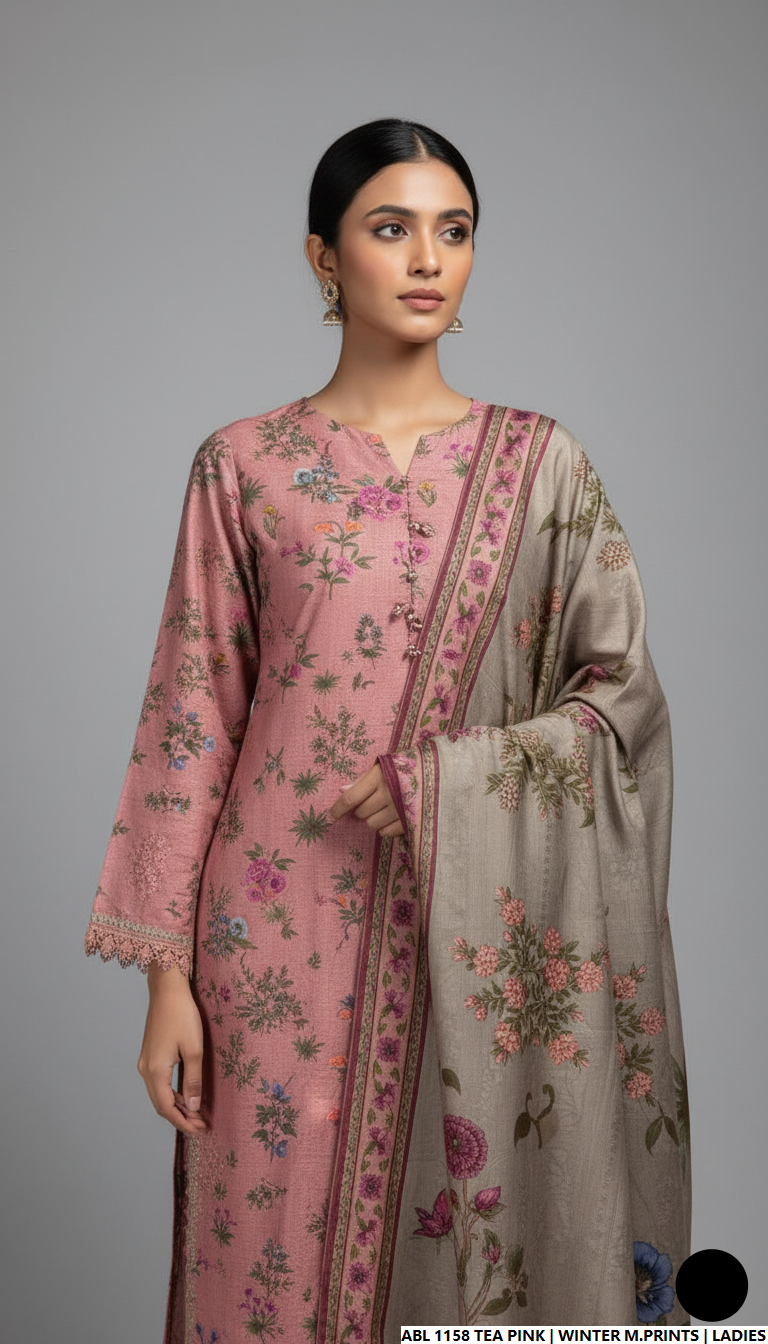 Pakistani women's printed lawn casual outfit detail view