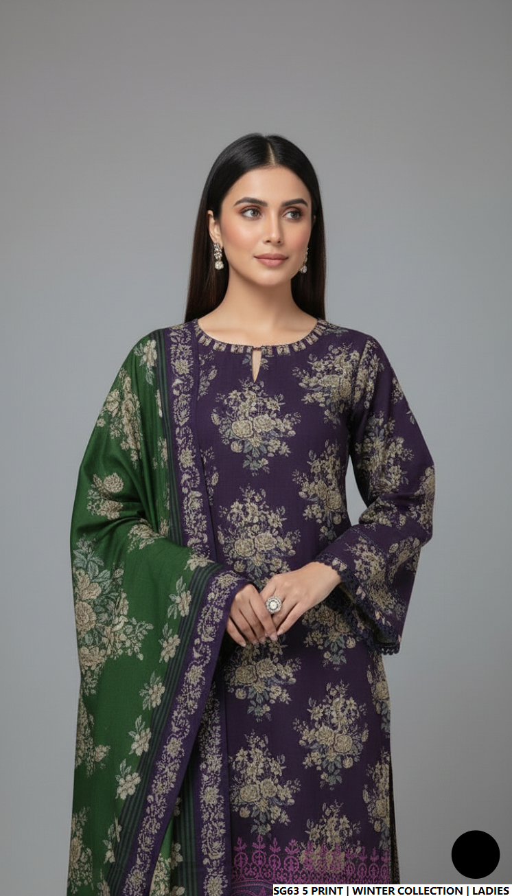 Pakistani women's lawn A-Line printed casual shirt side view