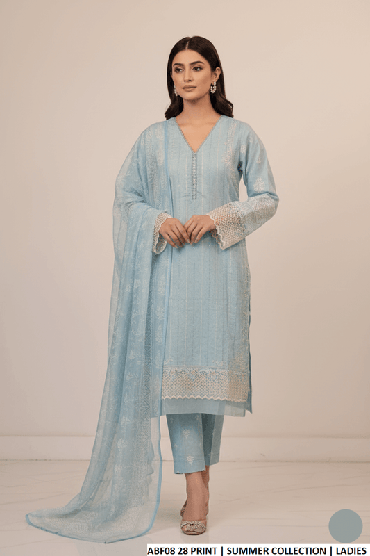 Lawn straight printed shirt - Pakistani women's casual summer outfit with digital print dupatta front view
