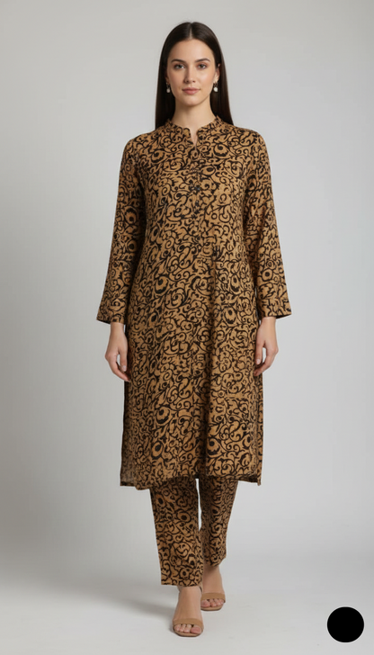 Lawn 2-piece printed - Pakistani women's casual summer outfit with cotton trouser and lawn dupatta front view