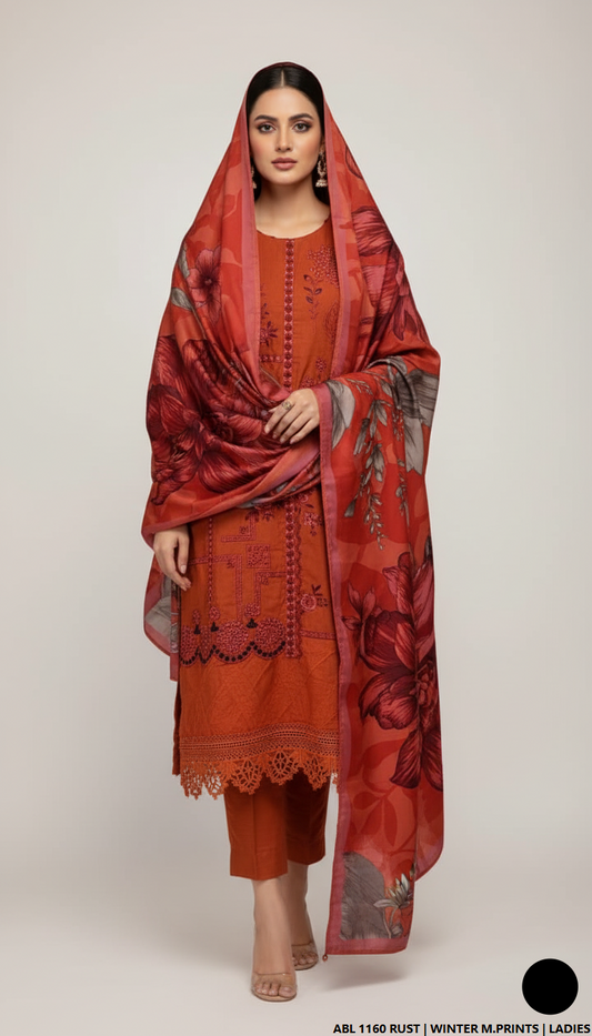 Pakistani women's printed lawn straight casual shirt side view