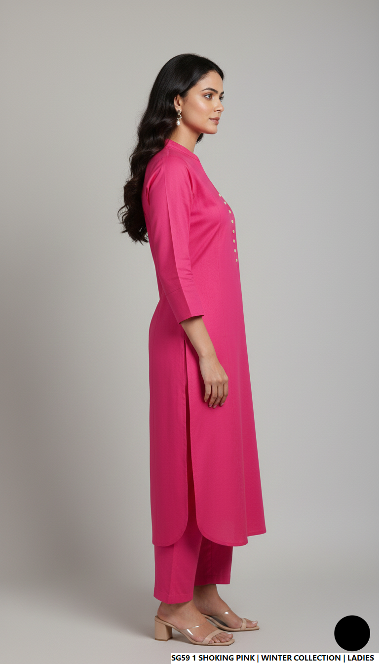 Pakistani women's shocking pink lawn 2-piece casual summer suit back view
