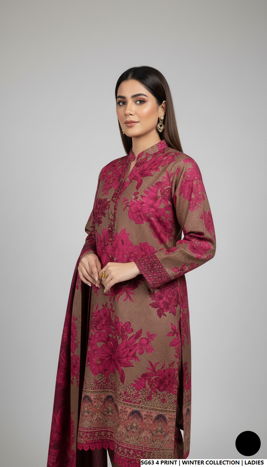 Pakistani women's lawn A-Line printed casual shirt side view