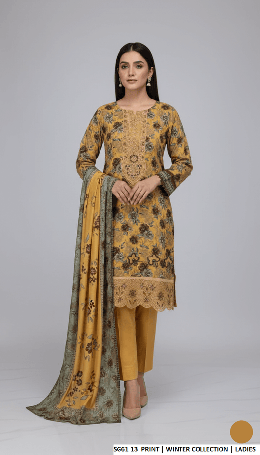 Lawn A-Line printed shirt - Pakistani women's casual summer outfit with cotton trouser and soft net dupatta front view