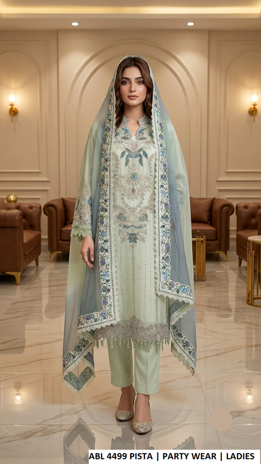 ABL 4499 LITE PISTA - Pista Chiffon Straight 3-Piece Women's Pakistani Suit