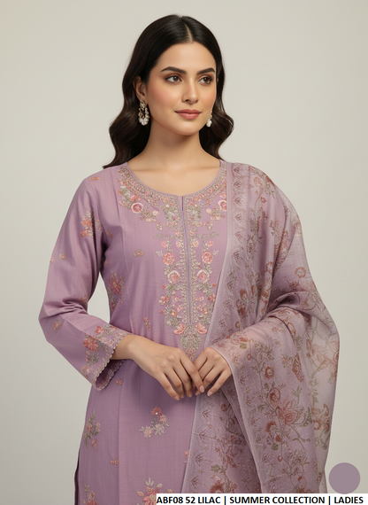 Pakistani women's lilac cotton straight shirt farshi shalwar back view