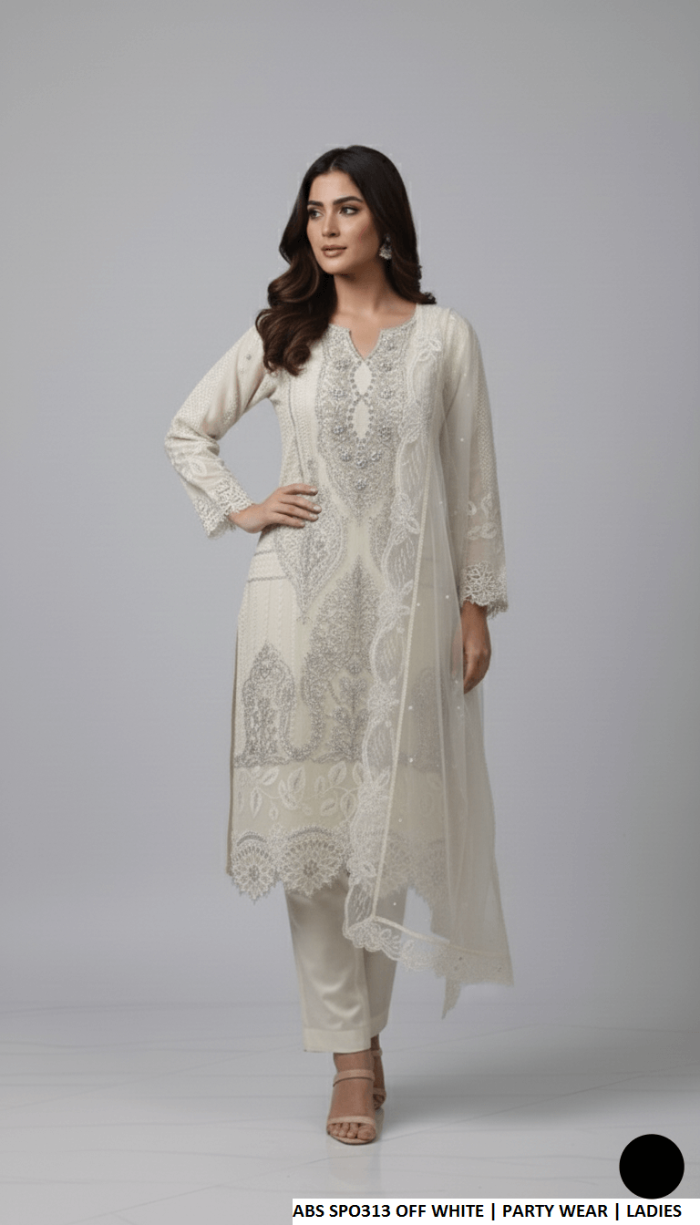 Chiffon straight shirt plazo - Pakistani women's party wear with viscose plazo and organza dupatta front view