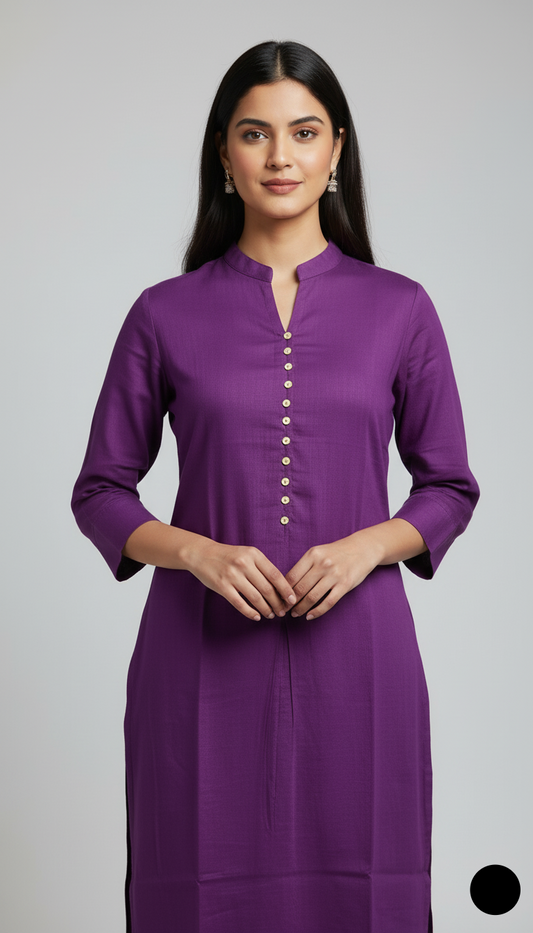 Purple khaddar Pakistani women's 2-piece casual winter suit back view
