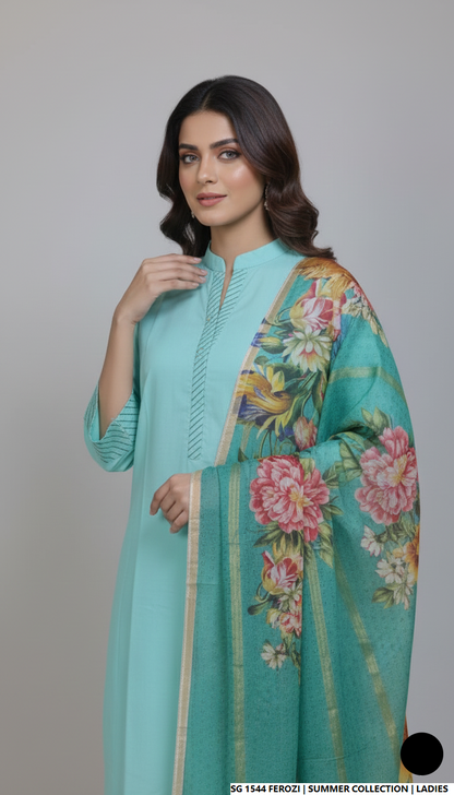 Ferozi lawn Pakistani women's A-Line casual shirt side view