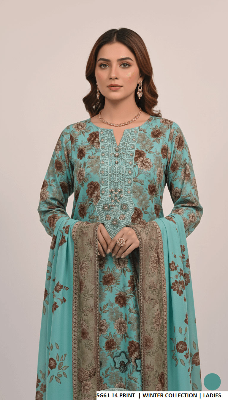Pakistani women's lawn A-Line printed casual shirt side view