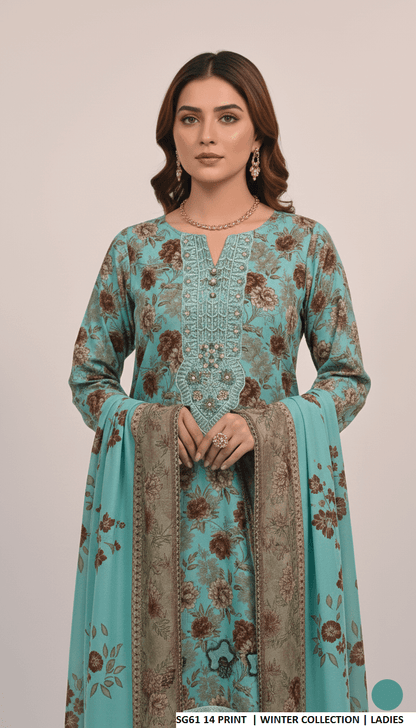 Pakistani women's lawn A-Line printed casual shirt side view