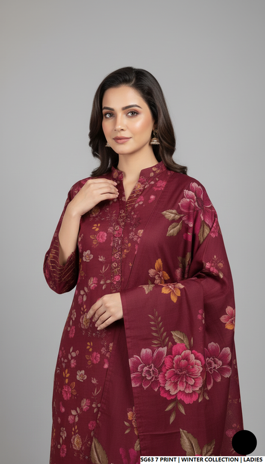 Pakistani women's lawn A-Line printed casual shirt side view