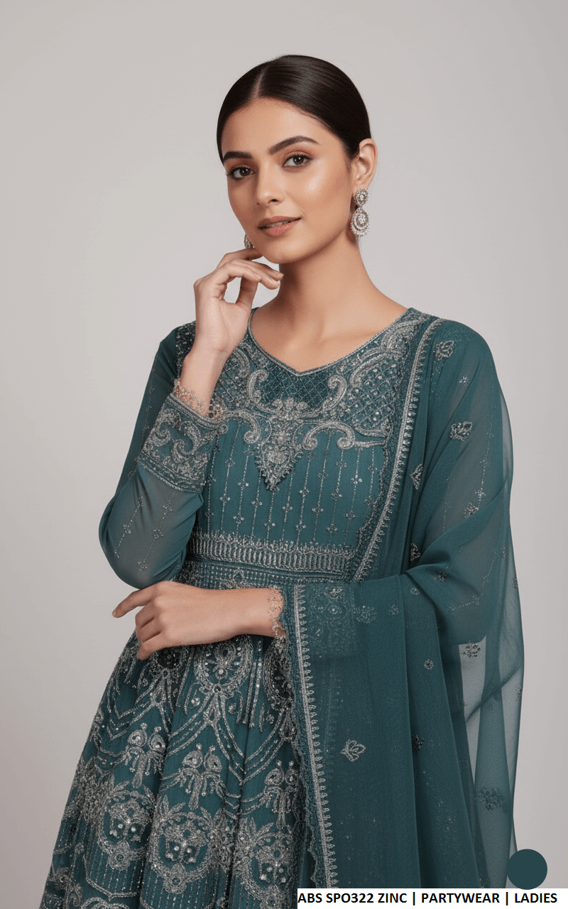 Zinc grey chiffon Pakistani women's straight shirt with plazo side view