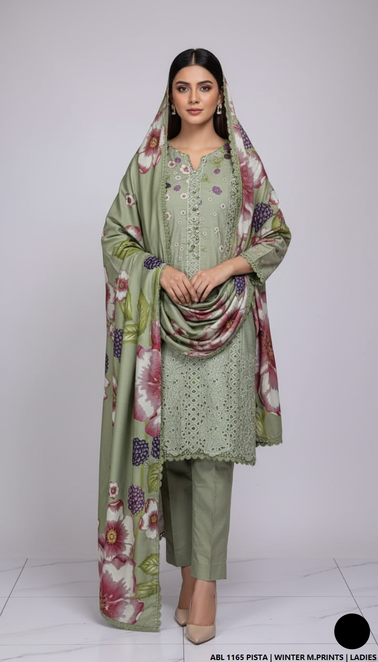 Pakistani women's printed lawn straight casual shirt side view