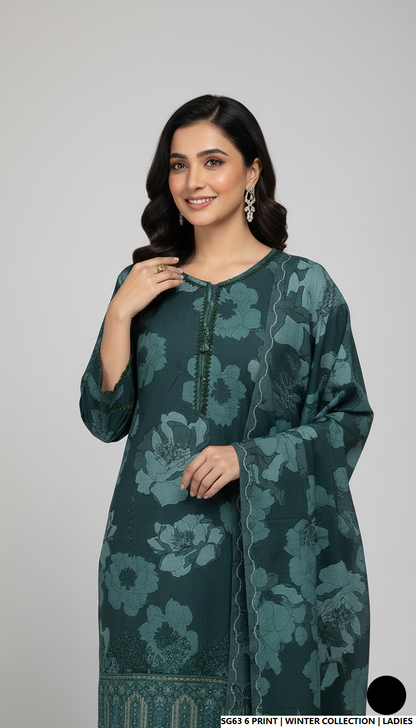 Pakistani women's lawn A-Line printed casual shirt side view