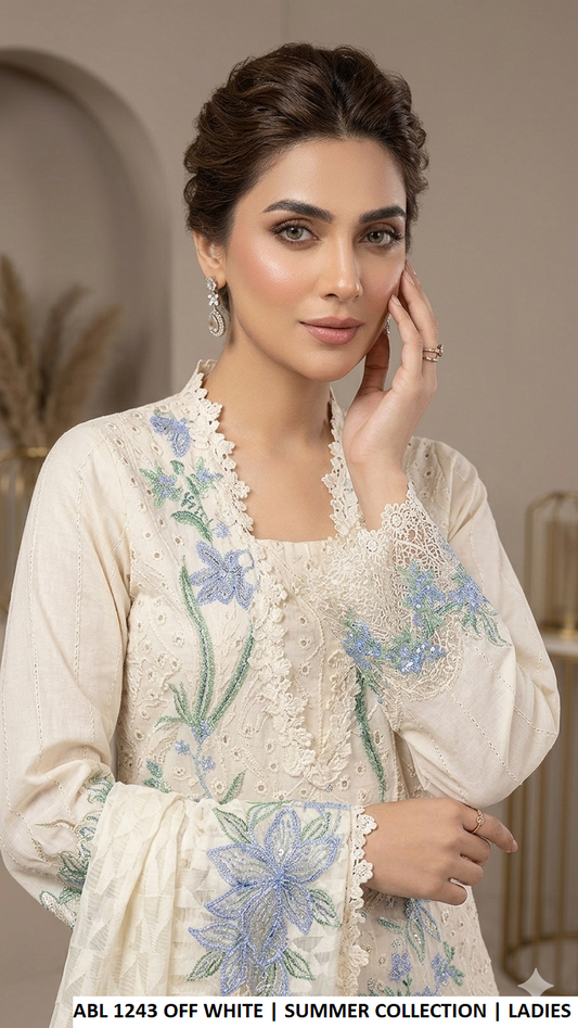 Off white cotton Pakistani women's A-Line shirt side view