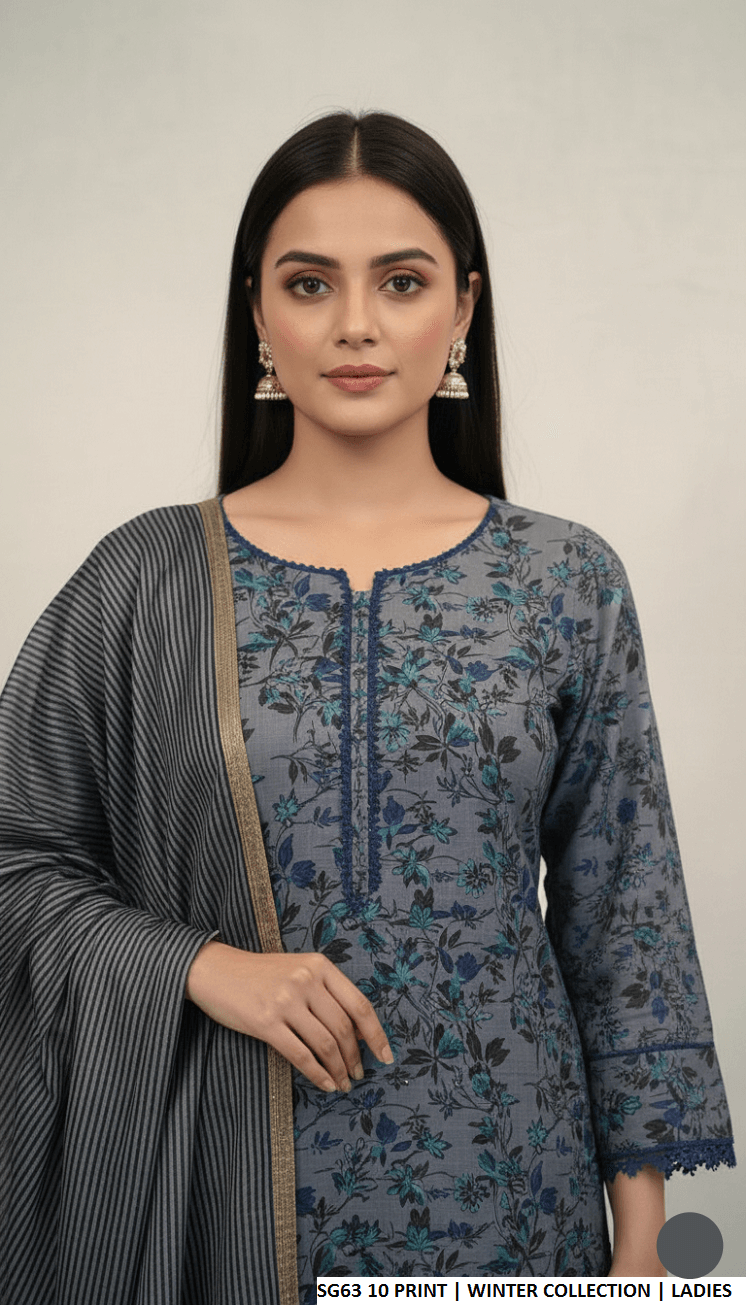 Pakistani women's lawn A-Line printed casual outfit back view