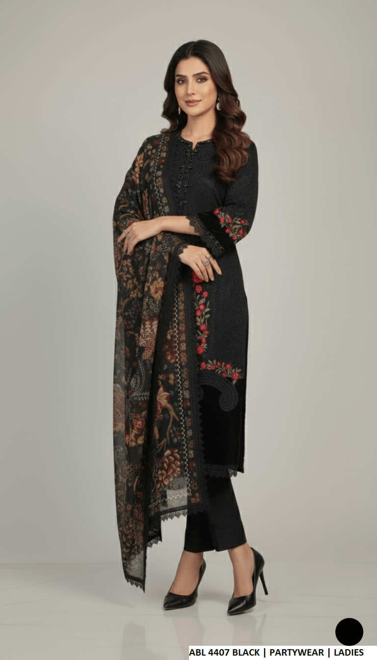 Pakistani women's black chiffon straight shirt back view