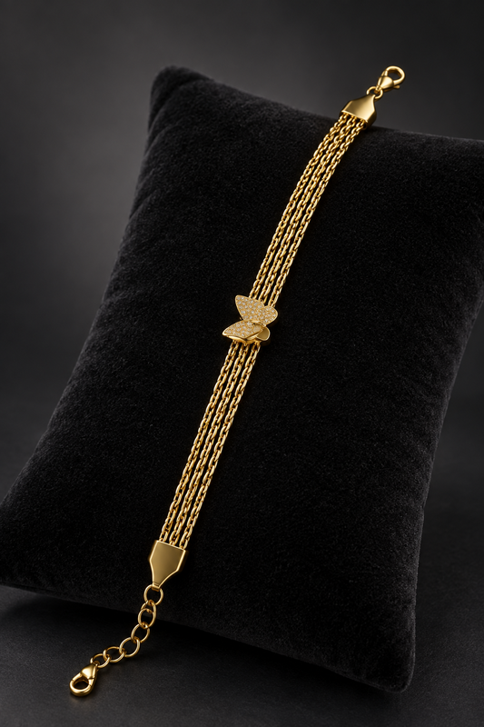 JW32 – Sparkling Butterfly Gold-Tone Bracelet