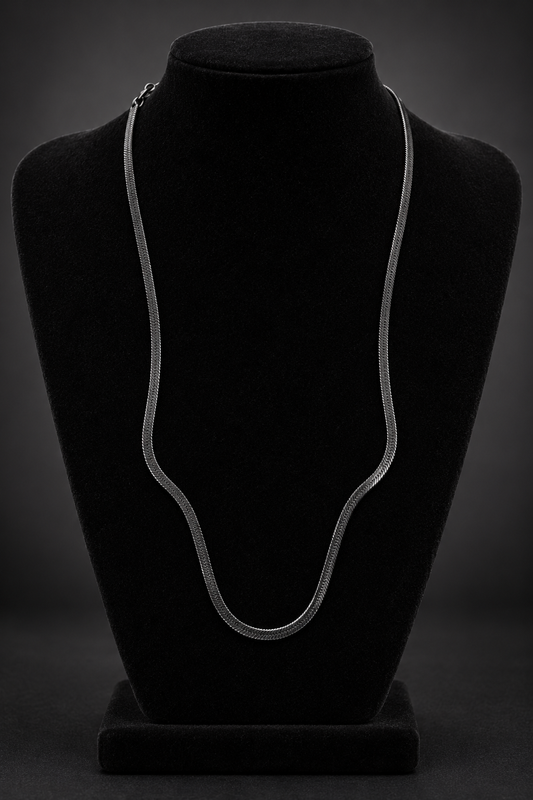 JW8 – Gunmetal Herringbone Chain Necklace