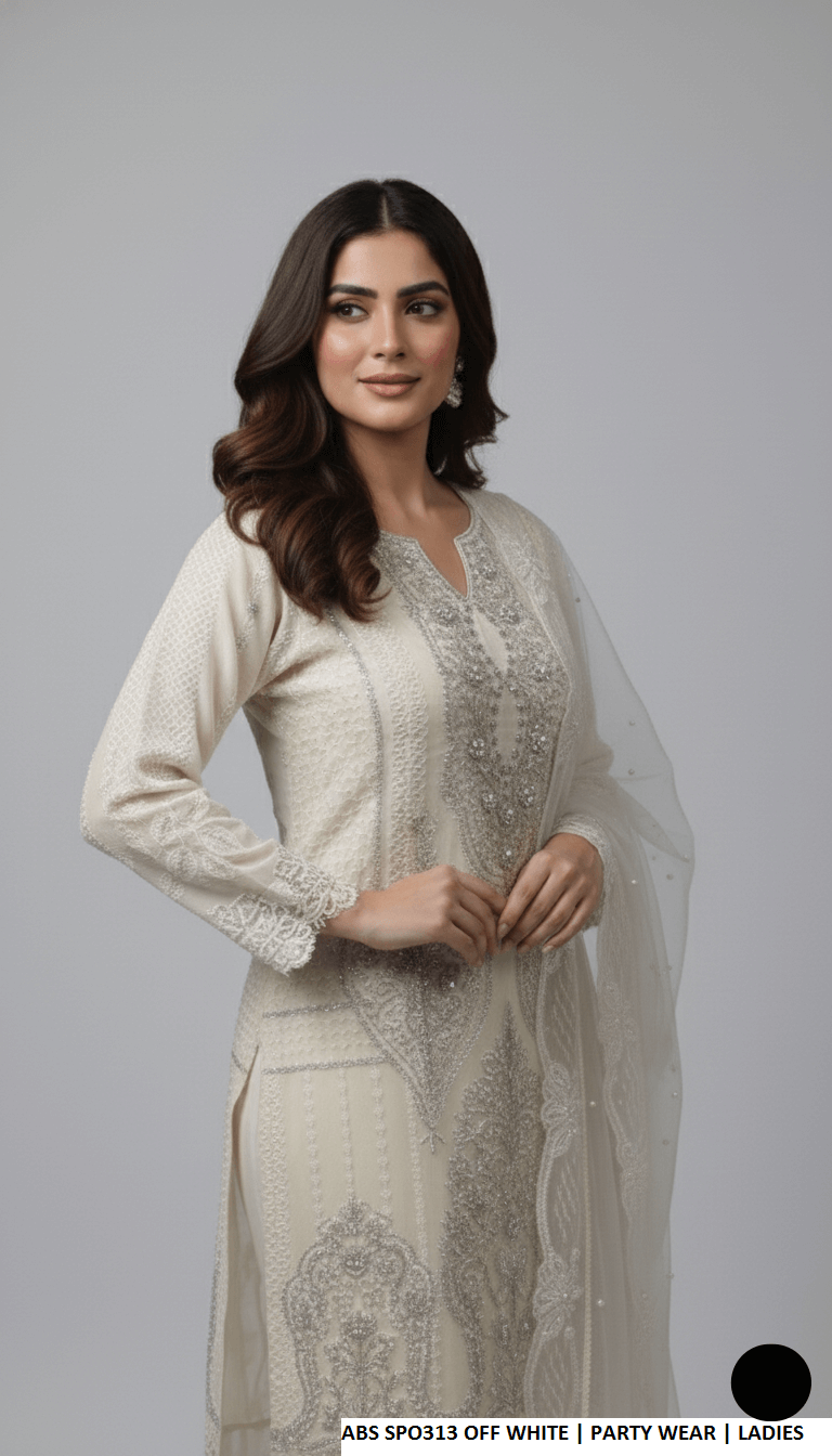 Pakistani women's chiffon straight shirt with plazo side view